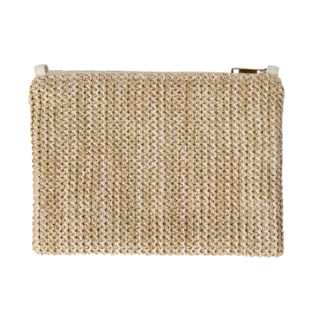 STRAW CLUTCH - CREME WEIß