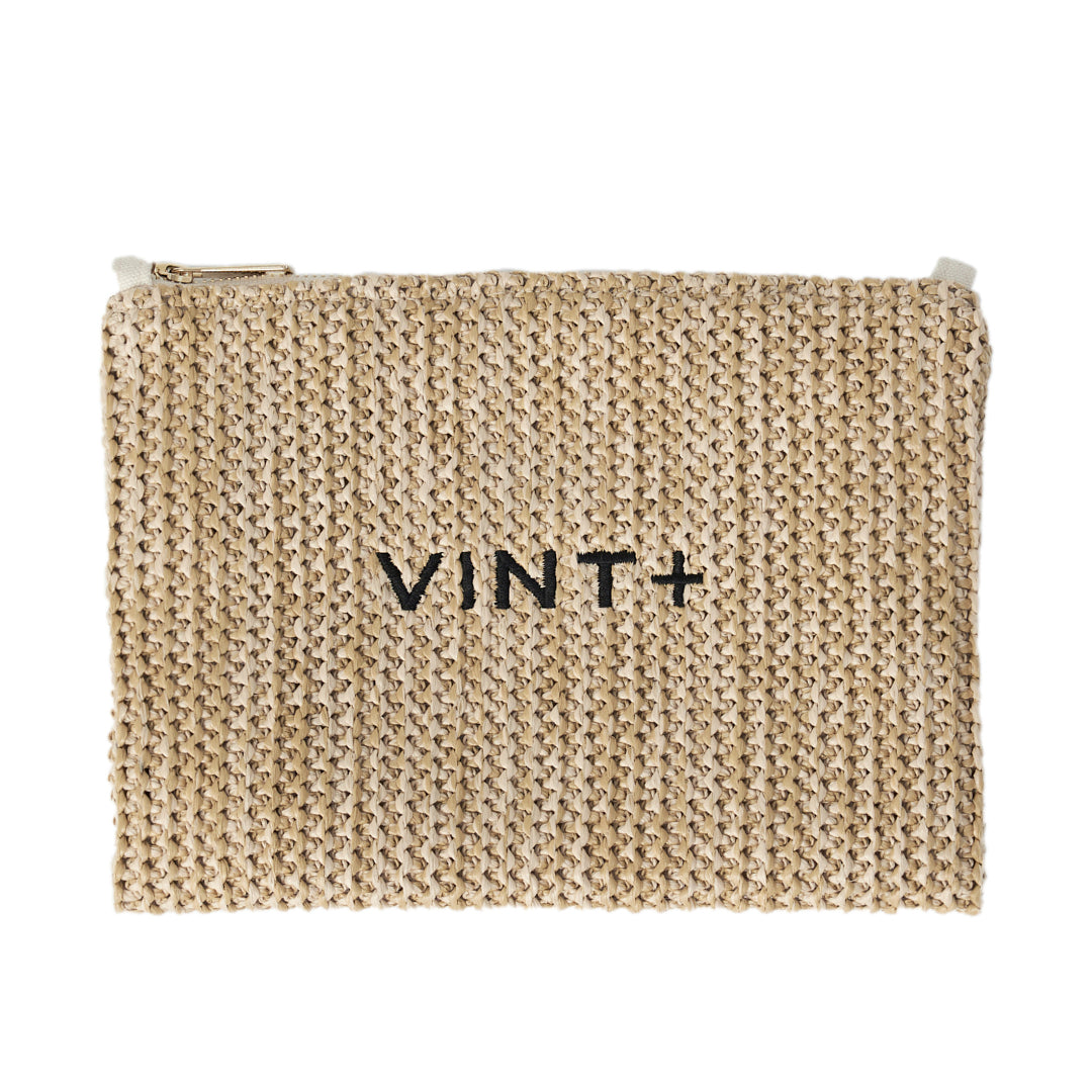 STRAW CLUTCH - SCHWARZ