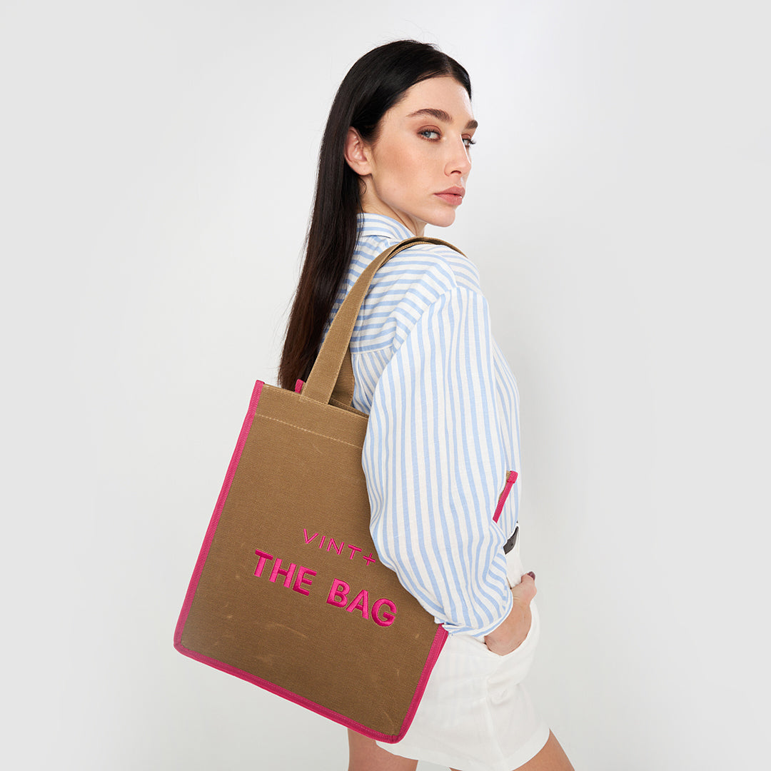 CANVAS BAG - LONG - BEIGE / PINK