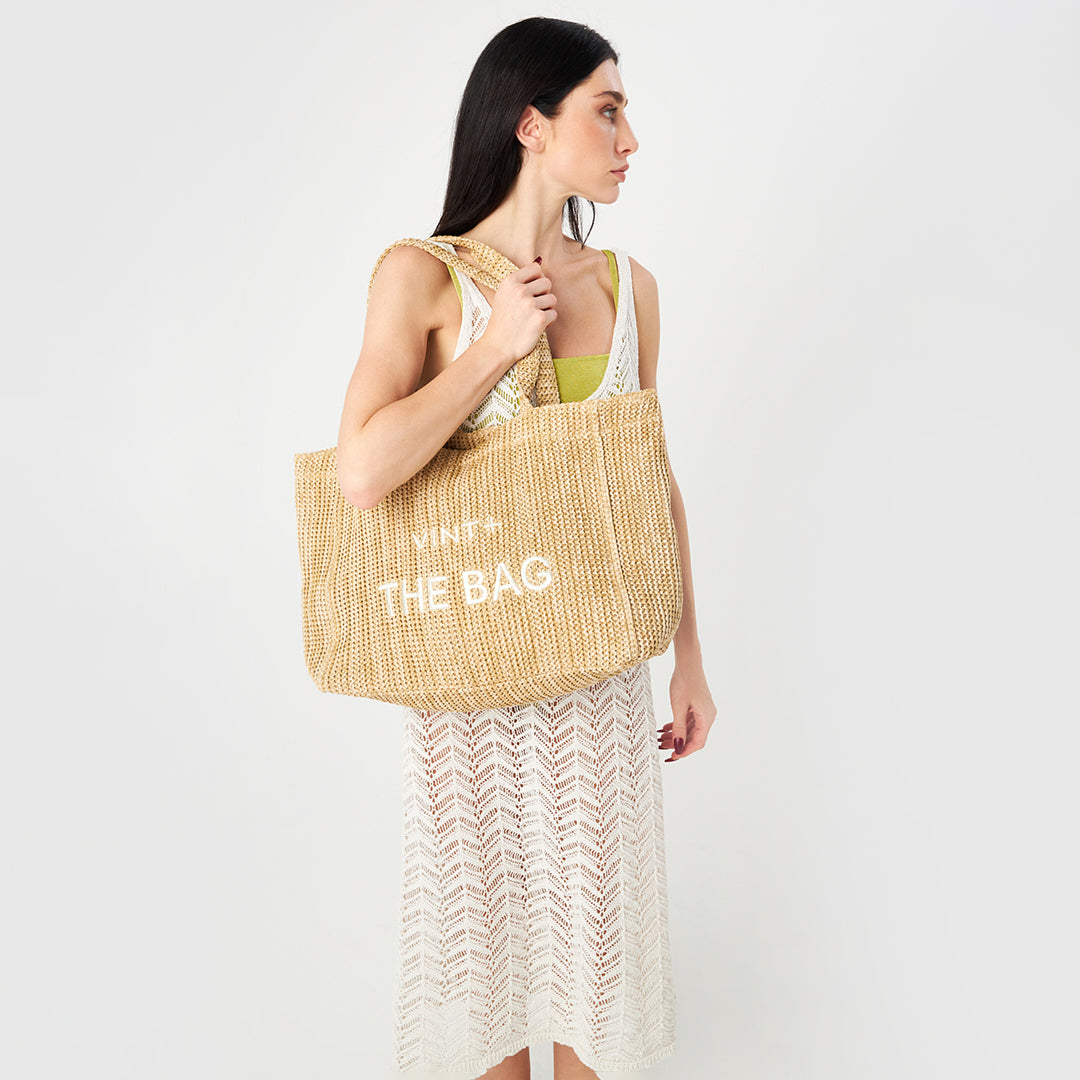 STRAW BAG XL - CREAM WHITE